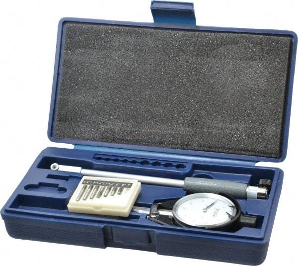 Fowler - 8 Anvil, 0.7 to 1-1/2" Dial Bore Gage - 0.0005" Graduation, Carbide Anvil - USA Tool & Supply