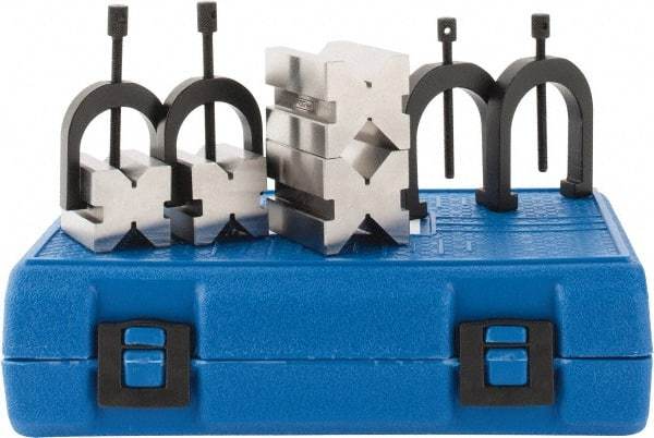 Fowler - 1 to 1-1/2" Capacity, 90° Angle, 4-Way V-Block - 1-1/2 and 2" Long x 1-1/4 and 1-1/2" Wide x 1-1/4 and 1-1/2" High, Sold as 2 Block Set - USA Tool & Supply