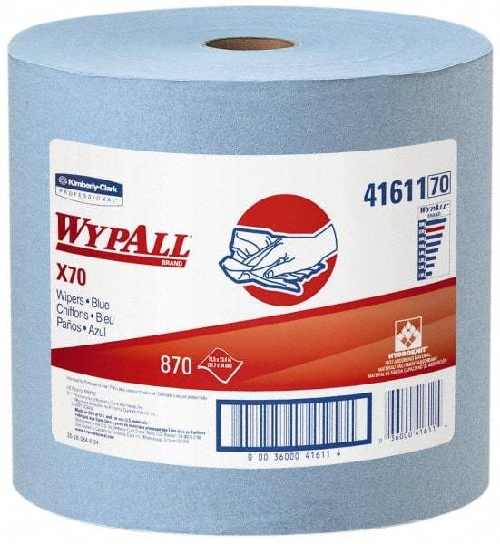 WypAll - X70 Dry Shop Towel/Industrial Wipes - Jumbo Roll, 13-3/8" x 12-1/2" Sheet Size, Blue - USA Tool & Supply