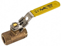 Apollo - 3/8" Pipe, Standard Port, Bronze Standard Ball Valve - 2 Piece, NPT Ends, Locking Lever Handle, 600 WOG, 150 WSP - USA Tool & Supply