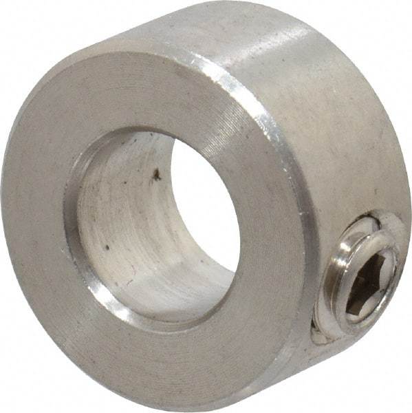 Climax Metal Products - 3/8" Bore, Stainless Steel, Set Screw Solid Set Screw Collars - 3/4" Outside Diam, 3/8" Wide - USA Tool & Supply