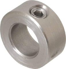 Climax Metal Products - 5/8" Bore, Stainless Steel, Set Screw Solid Set Screw Collars - 1-1/8" Outside Diam, 1/2" Wide - USA Tool & Supply