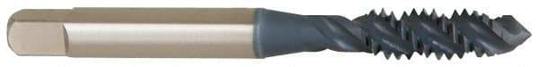 OSG - 7/16-14 UNC 3 Flute Bottoming Spiral Flute Tap - High Speed Steel, TiCN Finish, 3-5/32" OAL, Right Hand Flute, Right Hand Thread, H3, Series 107 - USA Tool & Supply