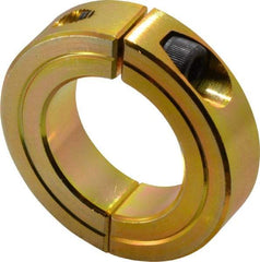 Climax Metal Products - 1-1/4" Bore, Steel, Two Piece Clamping Shaft Collar - 2-1/16" Outside Diam, 1/2" Wide - USA Tool & Supply