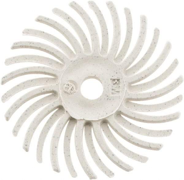 3M - 1" Diam, 1/16" Max Face Width, Shank Radial Bristle Brush - 120 Grit, Fine Grade, 35,000 Max RPM, White - USA Tool & Supply