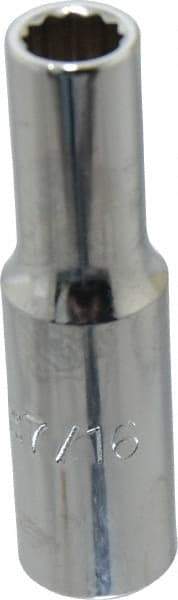 Proto - 7/16", 1/2" Drive, Deep Hand Socket - 12 Points, 3-1/4" OAL, Chrome Finish - USA Tool & Supply