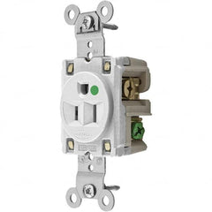 Hubbell Wiring Device-Kellems - 125V 15A NEMA 5-15R Hospital Grade White Straight Blade Single Receptacle - USA Tool & Supply