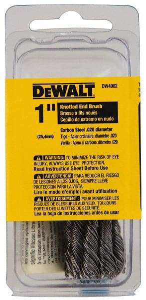 DeWALT - 1" Brush Diam, Knotted, End Brush - 1/4" Diam Shank, 20,000 Max RPM - USA Tool & Supply