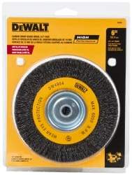 DeWALT - 6" OD, 3/8" Arbor Hole, Crimped Steel Wheel Brush - 3/4" Face Width, 0.014" Filament Diam, 6,000 RPM - USA Tool & Supply