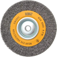 DeWALT - 6" OD, 5/8" Arbor Hole, Crimped Steel Wheel Brush - 1" Face Width, 0.014" Filament Diam, 6,000 RPM - USA Tool & Supply