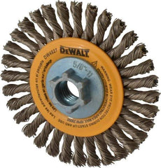 DeWALT - 4" OD, 5/8-11 Arbor Hole, Knotted Stainless Steel Wheel Brush - 0.02" Filament Diam, 20,000 RPM - USA Tool & Supply