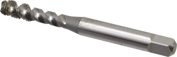 OSG - #10-32 UNF, 3 Flute, 50° Helix, Bottoming Chamfer, Bright Finish, High Speed Steel Spiral Flute STI Tap - Right Hand Flute, 2-3/8" OAL, 0.255" Shank Diam, 7/8" Thread Length - Exact Industrial Supply