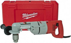 Milwaukee Tool - 1/2" Keyed Chuck, 600 RPM, D-Handle Electric Drill - 7 Amps, 120 Volts, Reversible, Includes 3/16" Socket Wrench, 9/16" Open End Wrench, RAD Assembly, Side Handle - USA Tool & Supply