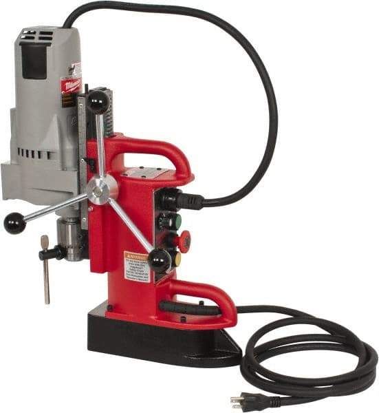 Milwaukee Tool - 3/4" Chuck, 9" Travel, Portable Electromagnetic Drill Press - 350 RPM, 12.5 Amps, 120 Volts, 9' Cord Length - USA Tool & Supply