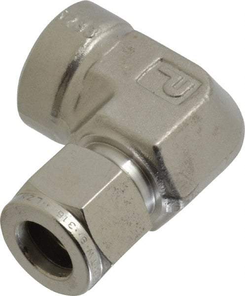 Parker - 1/2" OD, Stainless Steel Female Elbow - -425 to 1,200°F, 1-1/16" Hex, Comp x FNPT Ends - USA Tool & Supply