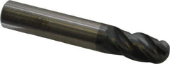 SGS - 1/2" Diam, 1" LOC, 4 Flute Solid Carbide Ball End Mill - AlTiN Finish, Single End, 3" OAL, 1/2" Shank Diam, Spiral Flute - USA Tool & Supply
