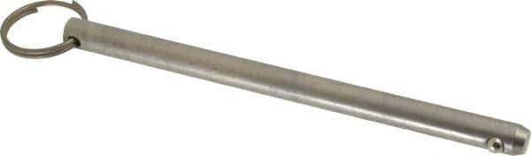 Gibraltar - 3/8" Pin Diam, 5-1/2" Long, Uncoated Stainless Steel Ball Lock Hitch Pin - 5-1/8" Usable Length - USA Tool & Supply