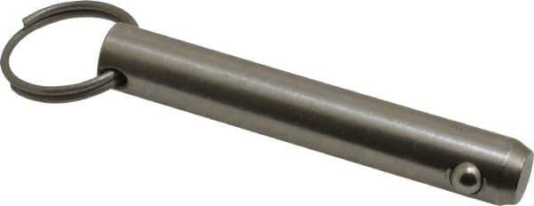 Gibraltar - 1/2" Pin Diam, 3" Long, Uncoated Stainless Steel Ball Lock Hitch Pin - 2-1/2" Usable Length - USA Tool & Supply