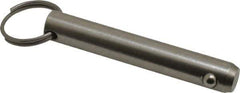 Gibraltar - 1/2" Pin Diam, 3" Long, Uncoated Stainless Steel Ball Lock Hitch Pin - 2-1/2" Usable Length - USA Tool & Supply