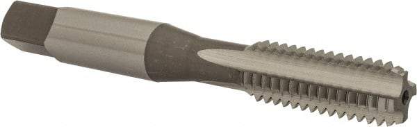 OSG - 3/8-16 UNC 3B 4 Flute Bright Finish High Speed Steel Straight Flute Standard Hand Tap - Bottoming, Left Hand Thread, 2-15/16" OAL, 1-1/4" Thread Length, H3 Limit, Oversize - Exact Industrial Supply