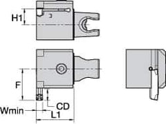 Kennametal - A4..05.. Insert, 30mm Head Length, 5mm Min Groove Width, Modular Grooving Cutting Unit Head - Neutral Cut, System Size KM25, Series A4 - USA Tool & Supply