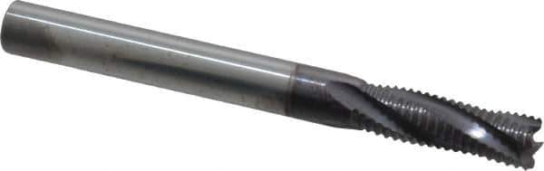 Niagara Cutter - 1/4" Diam, Fine Pitch, 3/4" LOC, 4 Flute Solid Carbide Corner Chamfer Roughing End Mill - AlTiN Finish, 2-1/2" OAL, 1/4" Shank Diam, Single End, Centercutting, 20° Helix - USA Tool & Supply