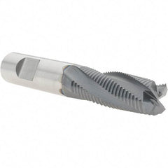 Niagara Cutter - 1/2" Diam, Fine Pitch, 1-1/4" LOC, 4 Flute Solid Carbide Corner Chamfer Roughing End Mill - AlTiN Finish, 3" OAL, 1/2" Shank Diam, Single End, Centercutting, 20° Helix - USA Tool & Supply