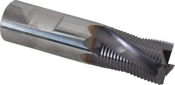 Niagara Cutter - 3/4" Diam, Fine Pitch, 1" LOC, 4 Flute Solid Carbide Corner Chamfer Roughing End Mill - AlTiN Finish, 3" OAL, 3/4" Shank Diam, Single End, Centercutting, 20° Helix - USA Tool & Supply
