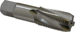 OSG - 1/2-14 NPT, 15° Helix, 4 Flutes, Bottoming Chamfer, Bright Finish, High Speed Steel, Spiral Flute Pipe Tap - Right Hand Flute, 11/16" Shank Diam, 1-3/8" Thread Length, 0.4687" Projection, 0.515" Square Size, - USA Tool & Supply