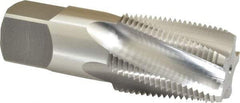 OSG - 1 - 11-1/2 NPT, 15° Helix, 5 Flutes, Bottoming Chamfer, Bright Finish, High Speed Steel, Spiral Flute Pipe Tap - Right Hand Flute, 1-1/8" Shank Diam, 1-3/4" Thread Length, 0.5781" Projection, 0.843" Square Size, - USA Tool & Supply
