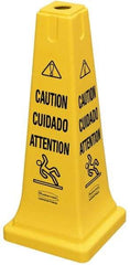 Rubbermaid - Caution, 10-1/2" Wide x 25-3/4" High, Plastic Floor Sign - Cone, Black on Yellow, For Accident Prevention - USA Tool & Supply
