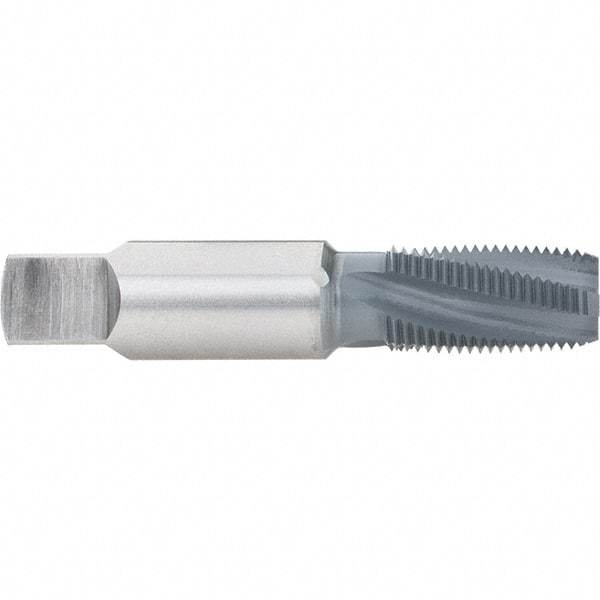 OSG - 1/8-27 NPT, 15° Helix, 4 Flutes, Bottoming Chamfer, elektraLUBE Finish, High Speed Steel, Spiral Flute Pipe Tap - Right Hand Flute, 7/16" Shank Diam, 3/4" Thread Length, 0.2344" Projection, 0.328" Square Size, - Exact Industrial Supply