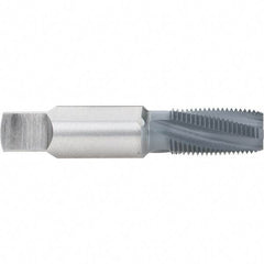 OSG - 1/8-27 NPT, 15° Helix, 4 Flutes, Bottoming Chamfer, elektraLUBE Finish, High Speed Steel, Spiral Flute Pipe Tap - Right Hand Flute, 7/16" Shank Diam, 3/4" Thread Length, 0.2344" Projection, 0.328" Square Size, - Exact Industrial Supply
