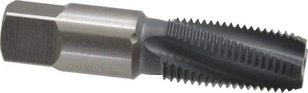 OSG - 1/4-18 NPTF, 15° Helix, 4 Flutes, Bottoming Chamfer, elektraLUBE Finish, High Speed Steel, Spiral Flute Pipe Tap - Right Hand Flute, 9/16" Shank Diam, 1-1/16" Thread Length, 0.3750" Projection, 0.421" Square Size, - Exact Industrial Supply