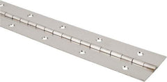 Made in USA - 24" Long x 2" Wide, 1/2" Knuckle, Stainless Steel Pol Sts Coating Continuous Hinge - 0.091" Pin Diam, 0.04" Thick with Holes - USA Tool & Supply