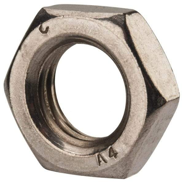 Value Collection - M16x2.00 Metric Coarse Stainless Steel Right Hand Hex Jam Nut - 24mm Across Flats, 8mm High, Uncoated - USA Tool & Supply