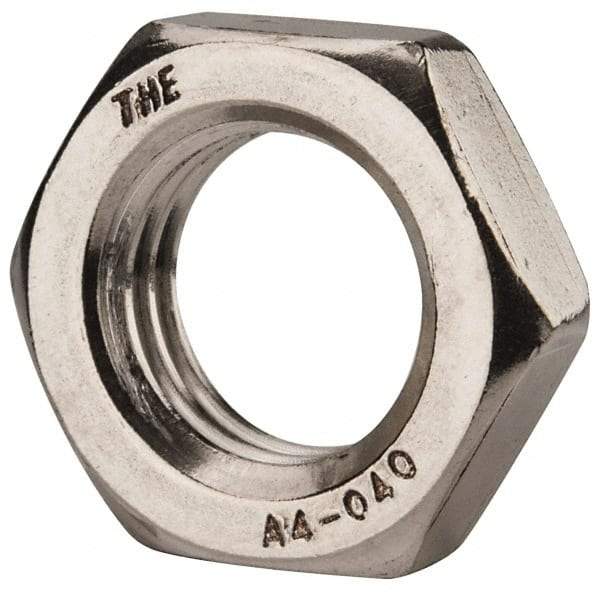 Value Collection - M20x2.50 Metric Coarse Stainless Steel Right Hand Hex Jam Nut - 30mm Across Flats, 10mm High, Uncoated - USA Tool & Supply