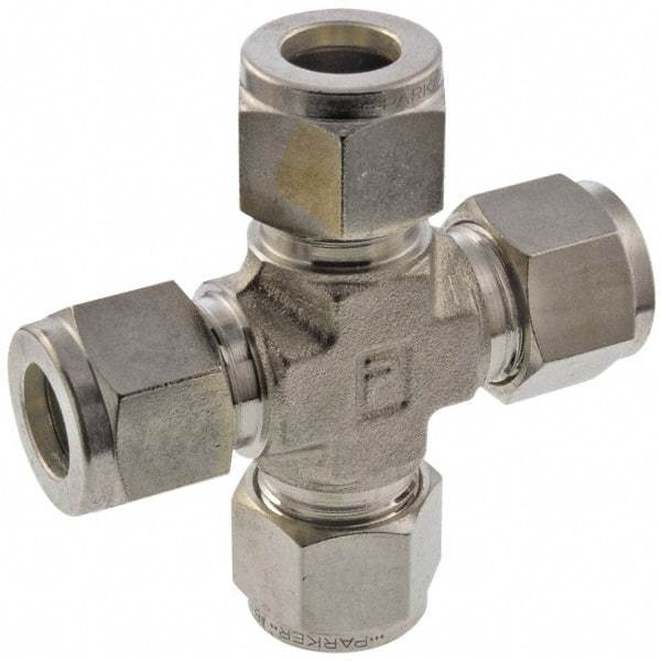 Parker - 3/4" OD, Stainless Steel Union Cross - -425 to 1,200°F, 1-1/16" Hex, All Comp Ends - USA Tool & Supply