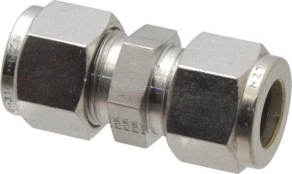 Parker - 1/2" OD, Stainless Steel Union - 13/16" Hex, Comp x Comp Ends - USA Tool & Supply