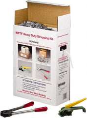 Nifty Products - Strapping Kits Type: Heavy-Duty Polypropylene Strapping Kit Contents: Coil; Tensioner; Crimper; Metal Seals - USA Tool & Supply