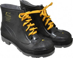Dunlop Protective Footwear - Men's Size 7 Medium Width Steel Work Boot - Black, Polyurethane, PVC Upper, 6" High, Chemical Resistant, Non-Slip - USA Tool & Supply
