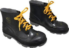 Dunlop Protective Footwear - Men's Size 8 Medium Width Steel Work Boot - Black, Polyurethane, PVC Upper, 6" High, Chemical Resistant, Non-Slip - USA Tool & Supply