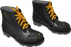 Dunlop Protective Footwear - Men's Size 9 Medium Width Steel Work Boot - Black, Polyurethane, PVC Upper, 6" High, Chemical Resistant, Non-Slip - USA Tool & Supply