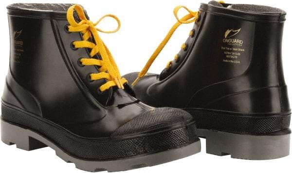 Dunlop Protective Footwear - Men's Size 12 Medium Width Steel Work Boot - Black, Polyurethane, PVC Upper, 6" High, Chemical Resistant, Non-Slip - USA Tool & Supply