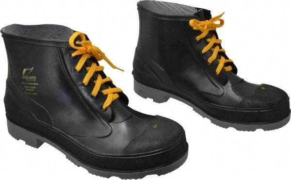 Dunlop Protective Footwear - Men's Size 13 Medium Width Steel Work Boot - Black, Polyurethane, PVC Upper, 6" High, Chemical Resistant, Non-Slip - USA Tool & Supply