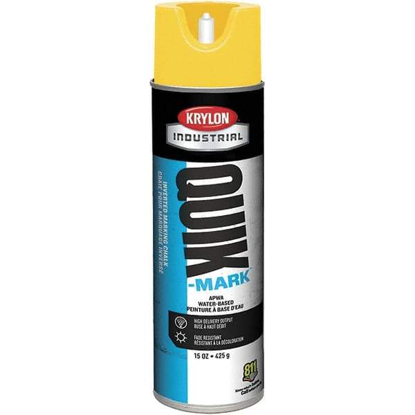 Krylon - 20 fl oz Yellow Marking Paint - 600' Coverage at 1" Wide, Water-Based Formula - USA Tool & Supply