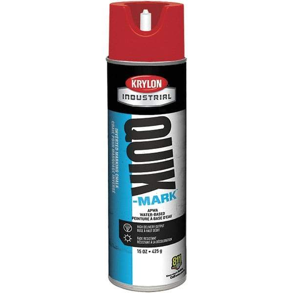 Krylon - 20 fl oz Red Marking Paint - 600' Coverage at 1" Wide, Water-Based Formula - USA Tool & Supply
