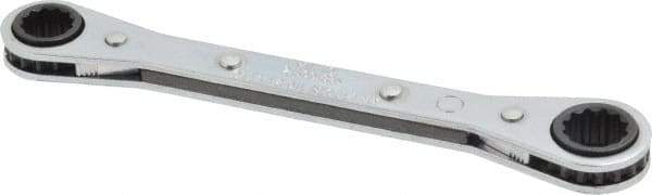 Proto - 3/8" x 7/16" 12 Point Reversible Ratcheting Box Wrench - Double End, 1-5/8" Head Diam x 1/2" Head Thickness, 5-1/2" OAL, Steel, Chrome Finish - USA Tool & Supply
