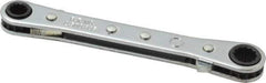 Proto - 1/4" x 5/16" 12 Point Reversible Ratcheting Box Wrench - Double End, 1-5/8" Head Diam x 1/2" Head Thickness, 4-3/8" OAL, Steel, Chrome Finish - USA Tool & Supply