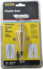 General - 4-1/2 Inch Long, 1-3/16 Inch Diameter Brass Plumb Bob - 8 Ounce, Has Replacable Tip - USA Tool & Supply